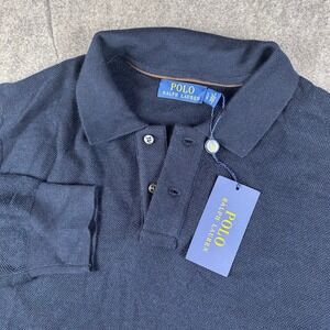 Polo Ralph Lauren Mens Large Long Sleeve Knit Polo Shirt Wool Blend $185 Heavy